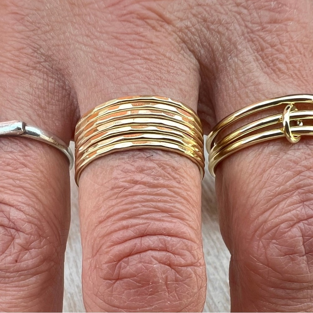 Solid gold stacking rings
